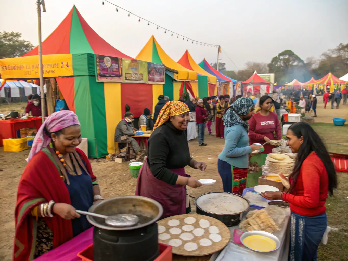 A photograph capturing a lively cultural event, such as a music festival or art exhibition, organized by the association. The image should reflect the community's cultural diversity and artistic talent.